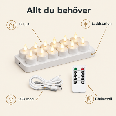 Stilla™ – Uppladdningsbara LED-värmeljus