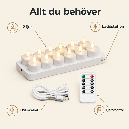 Stilla™ – Uppladdningsbara LED-värmeljus